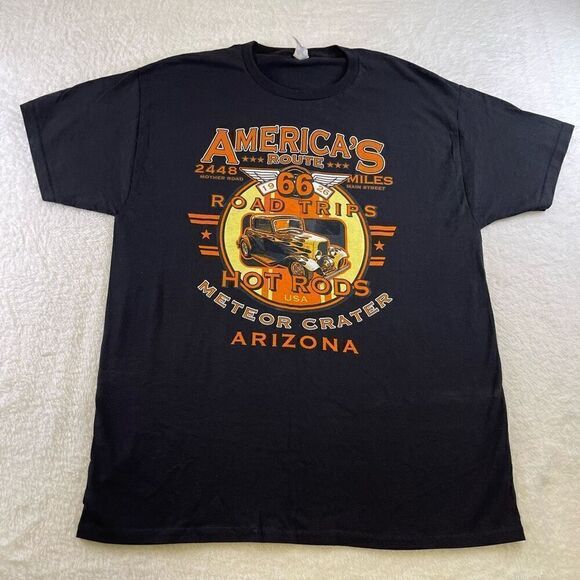 Large Black Arizona Route 66 T-Shirt Hanes Tag America’s Route - Picture 1 of 12